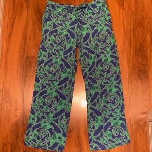 ✨💙💚LILLY PULITZER ELEPHANT PRINT DRAWSTRING WIDE-LEG PANTS BLUE/GREEN S~SM